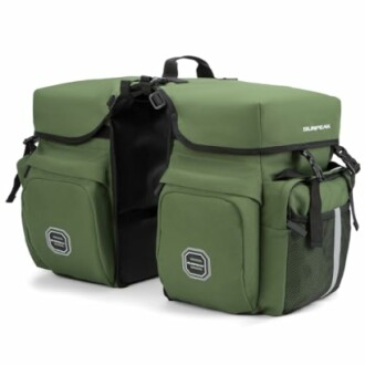 Grüne Fahrradtasche mit mehreren Fächern
